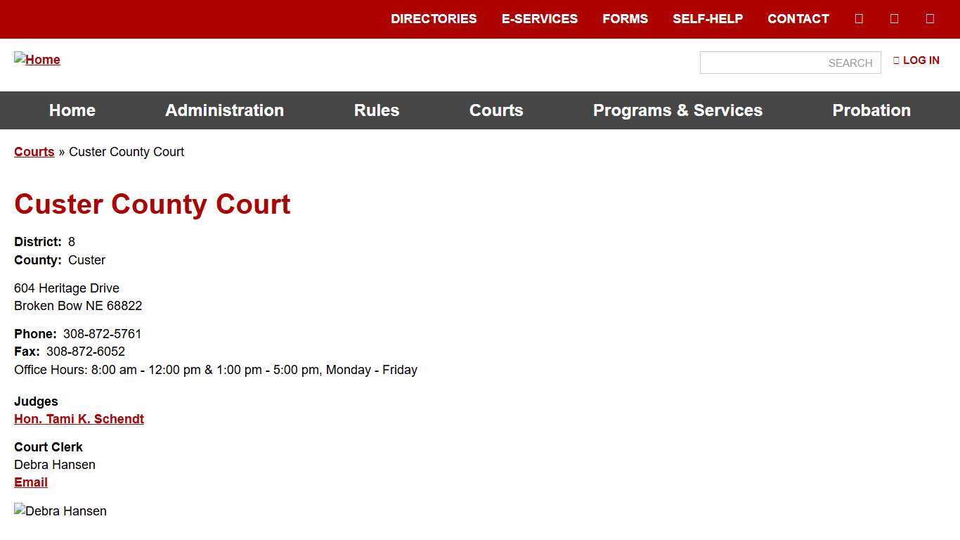 Custer County Court Nebraska Judicial Branch